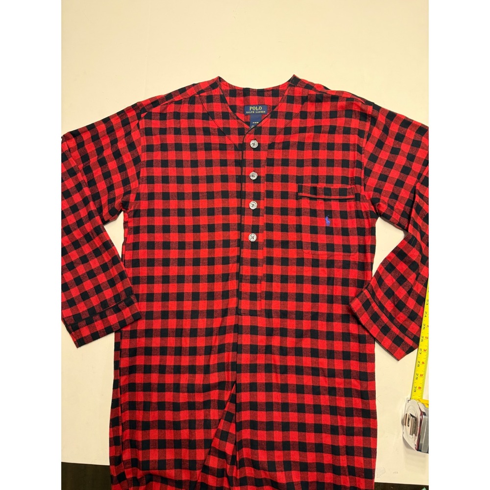 Polo Ralph Lauren Mens Red Black Buffalo Check Flannel Nightshirt Sleepwear M